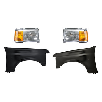Replacement - 4-Piece Kit (Driver and Passenger Side Headlights, Driver and Passenger Side Fenders) (Standard Line)