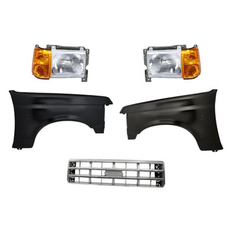 Replacement - 5-Piece Kit (Driver and Passenger Side Headlights, Grille, Driver and Passenger Side Fenders) (Standard Line)