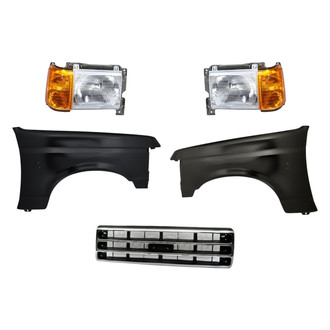 Replacement - 5-Piece Kit (Driver and Passenger Side Headlights, Grille, Driver and Passenger Side Fenders) (Standard Line)