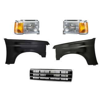 Replacement - 5-Piece Kit (Driver and Passenger Side Headlights, Grille, Driver and Passenger Side Fenders) (Standard Line)