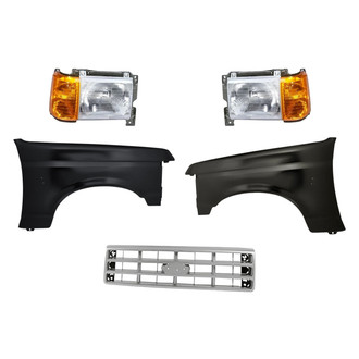 Replacement - 5-Piece Kit (Driver and Passenger Side Headlights, Grille, Driver and Passenger Side Fenders) (Standard Line)