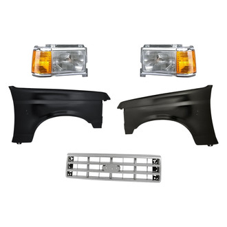 Replacement - 5-Piece Kit (Driver and Passenger Side Headlights, Grille, Driver and Passenger Side Fenders) (Standard Line)