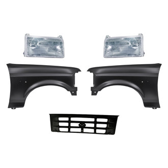 Replacement - 5-Piece Kit (Driver and Passenger Side Headlights, Grille, Driver and Passenger Side Fenders) (Standard Line)