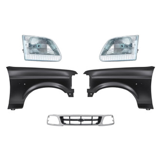 Replacement - 5-Piece Kit (Driver and Passenger Side Headlights, Grille, Driver and Passenger Side Fenders) (Standard Line)