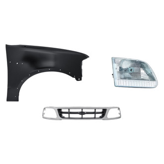 Replacement - 3-Piece Kit (Passenger Side Headlight, Grille, Front Passenger Side Fender) (Standard Line)