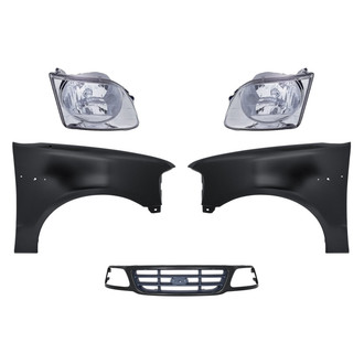 Replacement - 5-Piece Kit (Driver and Passenger Side Headlights, Grille, Driver and Passenger Side Fenders) (Standard Line)