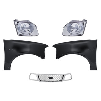 Replacement - 5-Piece Kit (Driver and Passenger Side Headlights, Grille, Driver and Passenger Side Fenders) (Standard Line)