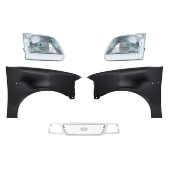 Replacement - 5-Piece Kit (Driver and Passenger Side Headlights, Grille, Driver and Passenger Side Fenders) (Standard Line)