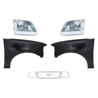 Replacement - 5-Piece Kit (Driver and Passenger Side Headlights, Grille, Driver and Passenger Side Fenders) (Standard Line)