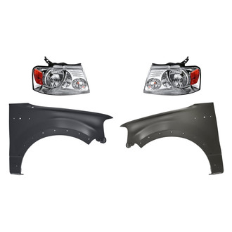 Replacement - 4-Piece Kit (Driver and Passenger Side Headlights, Driver and Passenger Side Fenders) (Standard Line)