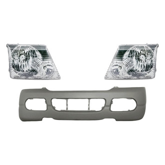 Replacement - 3-Piece Kit (Driver and Passenger Side Headlights, Front Bumper Cover) (Standard Line)