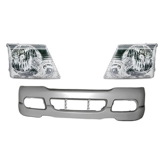 Replacement - 3-Piece Kit (Driver and Passenger Side Headlights, Front Bumper Cover) (Standard Line)