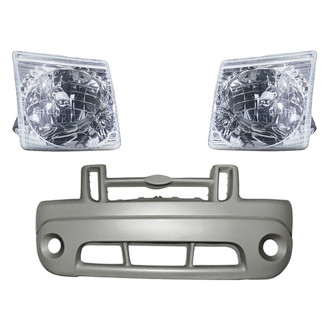 Replacement - 3-Piece Kit (Driver and Passenger Side Headlights, Front Bumper Cover) (Standard Line)