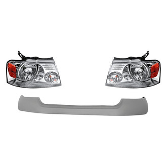Replacement - 3-Piece Kit (Driver and Passenger Side Headlights, Front Upper Bumper Cover) (CAPA Certified)