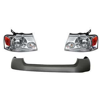 Replacement - 3-Piece Kit (Driver and Passenger Side Headlights, Front Upper Bumper Cover) (CAPA Certified)