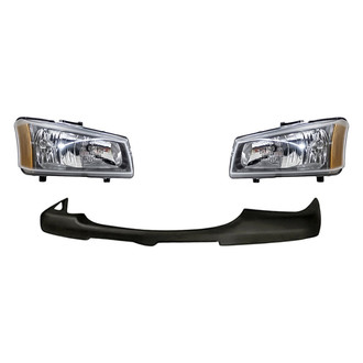 Replacement - 3-Piece Kit (Driver and Passenger Side Headlights, Front Upper Bumper Cover) (Standard Line)