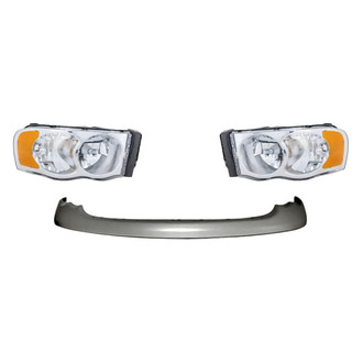 Replacement - 3-Piece Kit (Driver and Passenger Side Headlights, Front Upper Bumper Cover) (Standard Line)