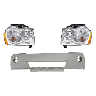 Replacement - 3-Piece Kit (Driver and Passenger Side Headlights, Front Bumper Cover) (Standard Line)