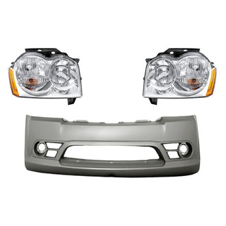 Replacement - 3-Piece Kit (Driver and Passenger Side Headlights, Front Bumper Cover) (Standard Line)