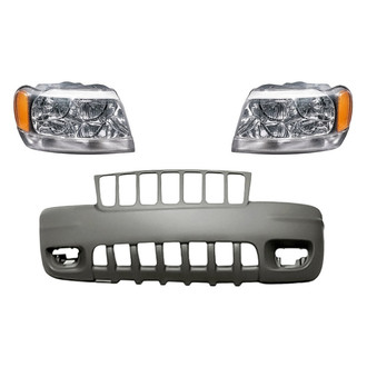 Replacement - 3-Piece Kit (Driver and Passenger Side Headlights, Front Bumper Cover) (Standard Line)