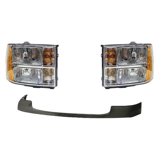 Replacement - 3-Piece Kit (Driver and Passenger Side Headlights, Front Upper Bumper Cover) (Standard Line)
