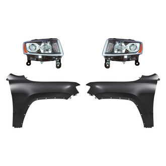 Replacement - 4-Piece Kit (Driver and Passenger Side Headlights, Driver and Passenger Side Fenders) (CAPA Certified)
