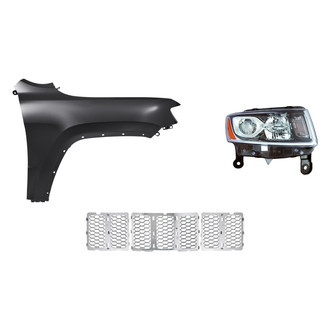 Replacement - 3-Piece Kit (Passenger Side Headlight, Grille, Front Passenger Side Fender) (CAPA Certified)