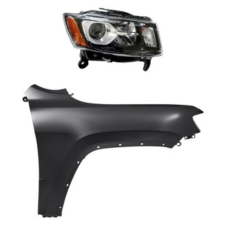 Replacement - 2-Piece Kit (Passenger Side Headlight, Front Passenger Side Fender) (CAPA Certified)