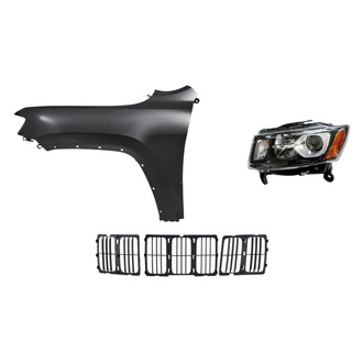 Replacement - 3-Piece Kit (Driver Side Headlight, Grille, Front Driver Side Fender) (CAPA Certified)