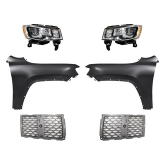 Replacement - 6-Piece Kit (Driver and Passenger Side Headlights, Driver and Passenger Side Outer Grille Moldings, Driver and Passenger Side Fenders) (Standard Line)