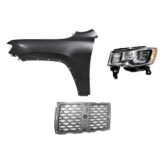 Replacement - 3-Piece Kit (Driver Side Headlight, Driver Side Outer Grille Molding, Front Driver Side Fender) (Standard Line)