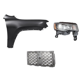Replacement - 3-Piece Kit (Passenger Side Headlight, Passenger Side Outer Grille Molding, Front Passenger Side Fender) (Standard Line)