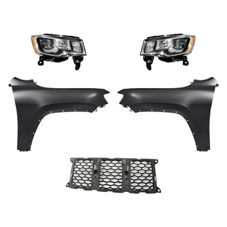 Replacement - 5-Piece Kit (Driver and Passenger Side Headlights, Center Grille Molding, Driver and Passenger Side Fenders) (Standard Line)