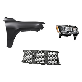 Replacement - 3-Piece Kit (Passenger Side Headlight, Center Grille Molding, Front Passenger Side Fender) (Standard Line)
