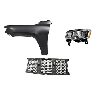 Replacement - 3-Piece Kit (Driver Side Headlight, Center Grille Molding, Front Driver Side Fender) (Standard Line)