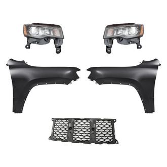 Replacement - 5-Piece Kit (Driver and Passenger Side Headlights, Center Grille Molding, Driver and Passenger Side Fenders) (Standard Line)