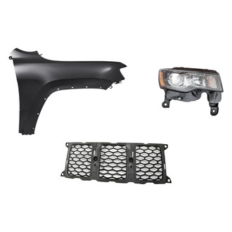 Replacement - 3-Piece Kit (Passenger Side Headlight, Center Grille Molding, Front Passenger Side Fender) (Standard Line)