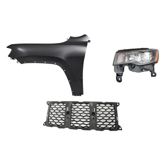 Replacement - 3-Piece Kit (Driver Side Headlight, Center Grille Molding, Front Driver Side Fender) (Standard Line)