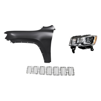 Replacement - 3-Piece Kit (Driver Side Headlight, Inner Grille Trim Ring, Front Driver Side Fender) (Standard Line)