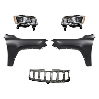 Replacement - 5-Piece Kit (Driver and Passenger Side Headlights, Grille Reinforcement, Driver and Passenger Side Fenders) (Standard Line)