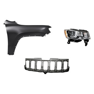 Replacement - 3-Piece Kit (Passenger Side Headlight, Grille Reinforcement, Front Passenger Side Fender) (Standard Line)