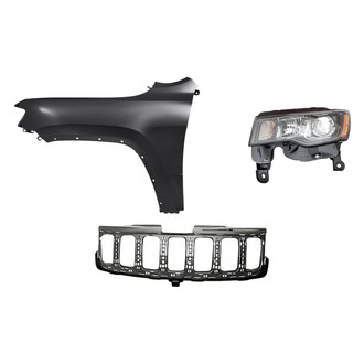 Replacement - 3-Piece Kit (Driver Side Headlight, Grille Reinforcement, Front Driver Side Fender) (Standard Line)