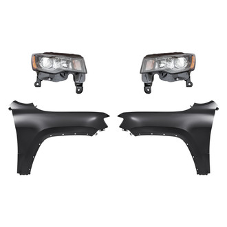 Replacement - 4-Piece Kit (Driver and Passenger Side Headlights, Driver and Passenger Side Fenders) (CAPA Certified)
