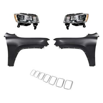 Replacement - 5-Piece Kit (Driver and Passenger Side Headlights, Grille Trim Ring, Driver and Passenger Side Fenders) (Standard Line)