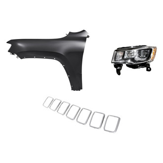 Replacement - 3-Piece Kit (Driver Side Headlight, Grille Trim Ring, Front Driver Side Fender) (Standard Line)