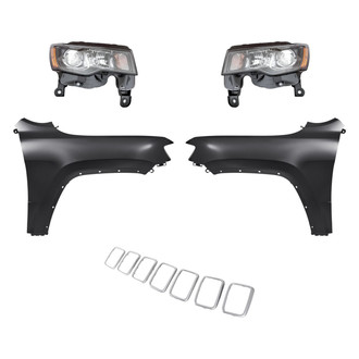 Replacement - 5-Piece Kit (Driver and Passenger Side Headlights, Grille Trim Ring, Driver and Passenger Side Fenders) (CAPA Certified)