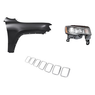 Replacement - 3-Piece Kit (Passenger Side Headlight, Grille Trim Ring, Front Passenger Side Fender) (CAPA Certified)