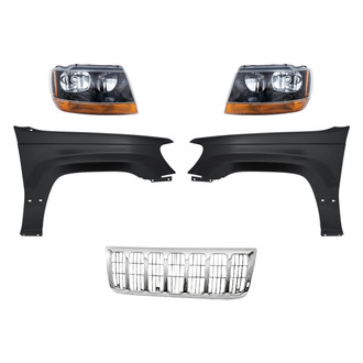 Replacement - 5-Piece Kit (Driver and Passenger Side Headlights, Grille, Driver and Passenger Side Fenders) (Standard Line)