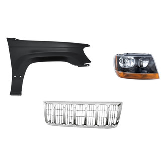 Replacement - 3-Piece Kit (Passenger Side Headlight, Grille, Front Passenger Side Fender) (Standard Line)