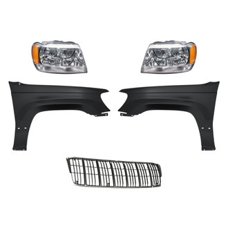 Replacement - 5-Piece Kit (Driver and Passenger Side Headlights, Grille, Driver and Passenger Side Fenders) (Standard Line)